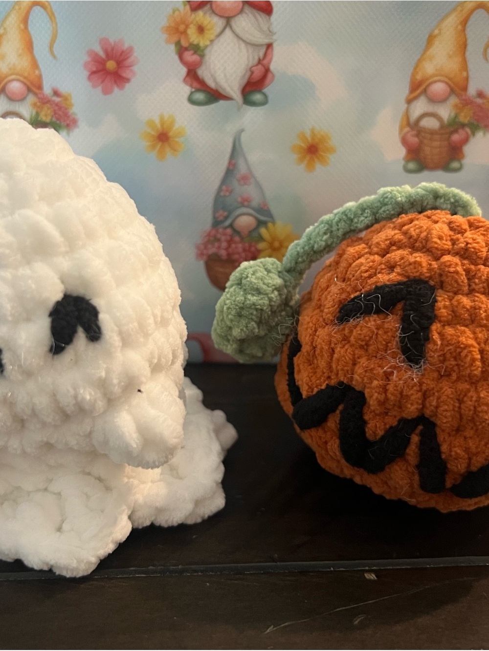 Handmade Plush Halloween Pumpkin and Ghost Set - Home Accent Orange & White